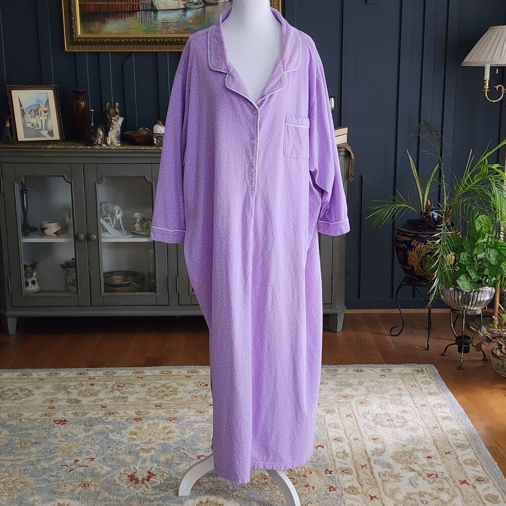 PajamaGram Classic Polka Dot Nightgown Purple Sz 3X
